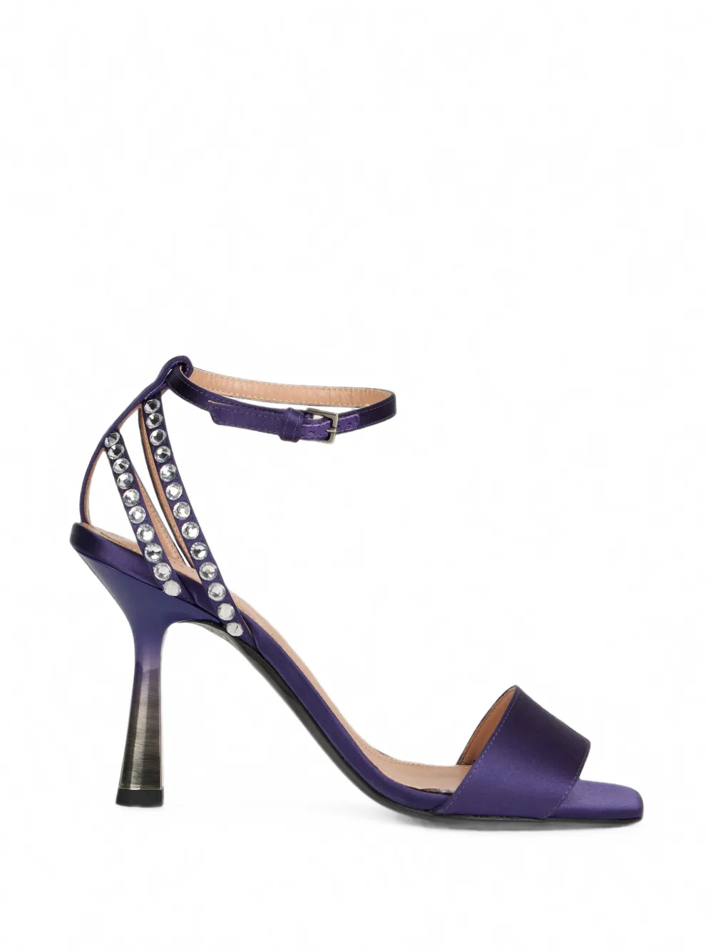 Alberta Ferretti Crystal-embellished Satin Sandals In Purple