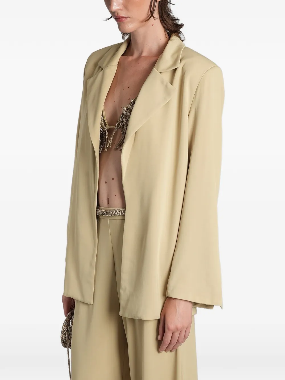 Hibourama Diana blazer met gekerfde revers Groen