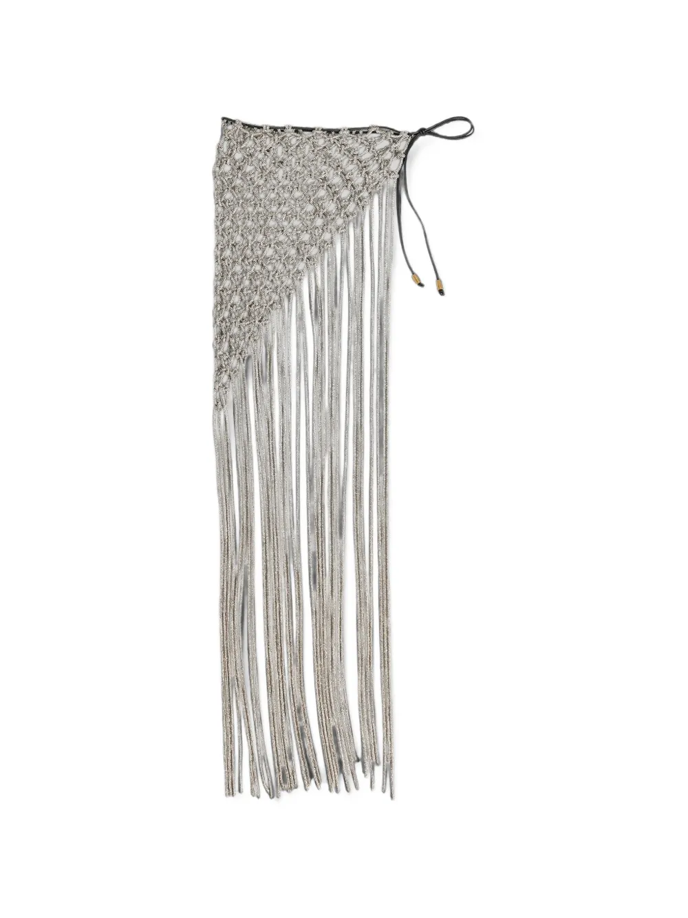 Hibourama crystal-embellished fringed belt - Argento
