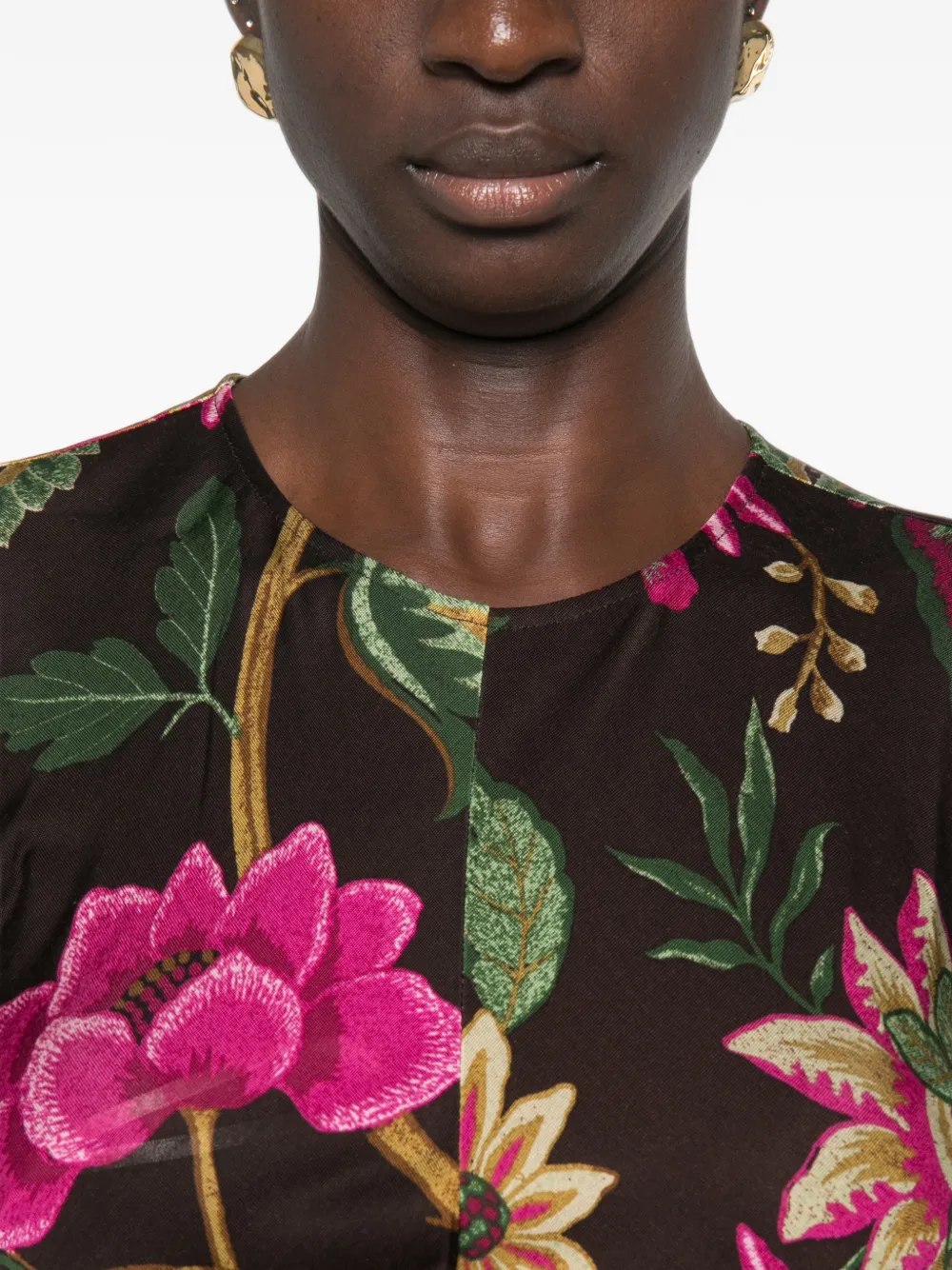 DVF Diane von Furstenberg Mavis jurk met bloemenprint en ruches Bruin