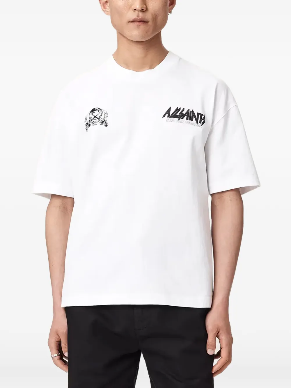 AllSaints Chromium graphic-print T-shirt - Bianco