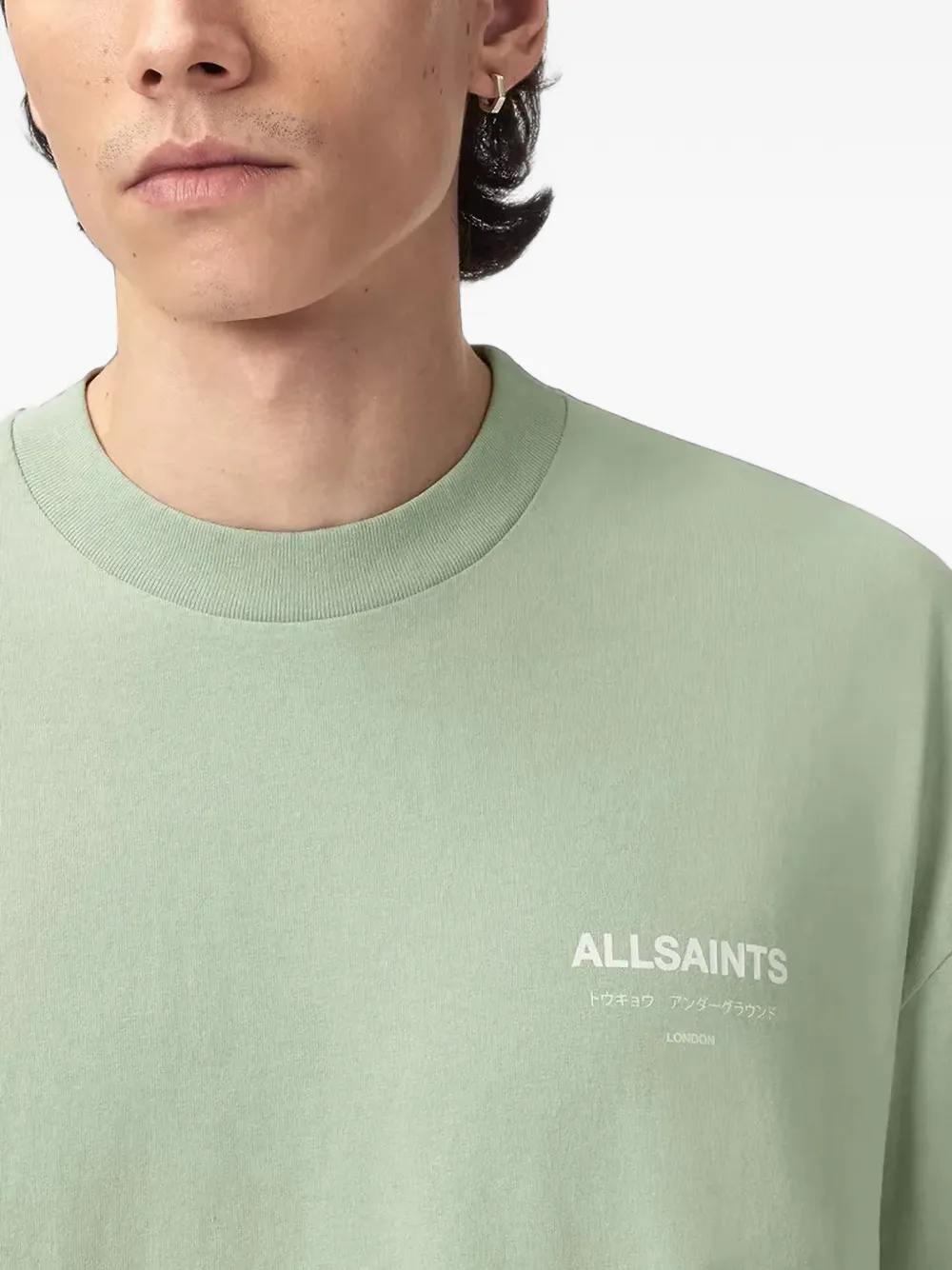 AllSaints Underground T-shirt met ronde hals en logo-print Groen