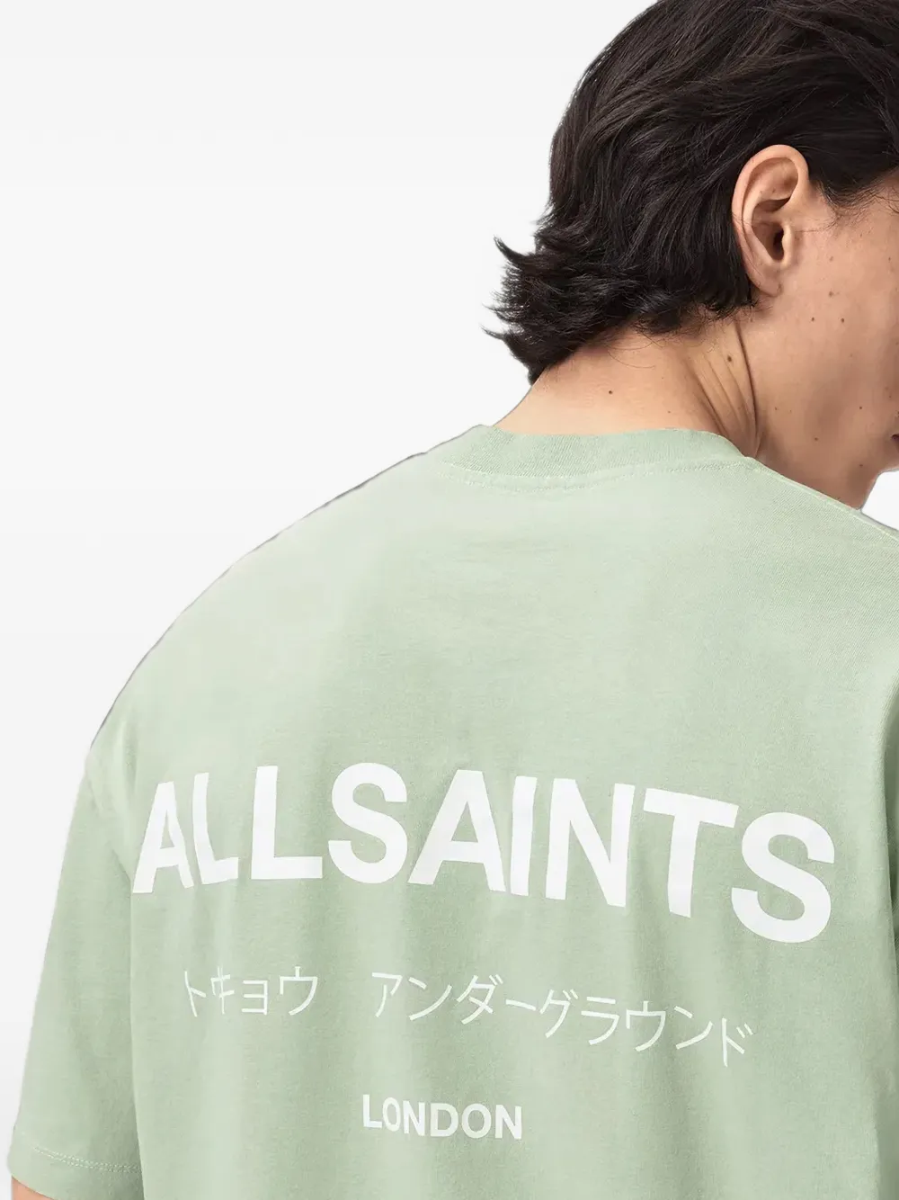 AllSaints Underground T-shirt met ronde hals en logo-print Groen