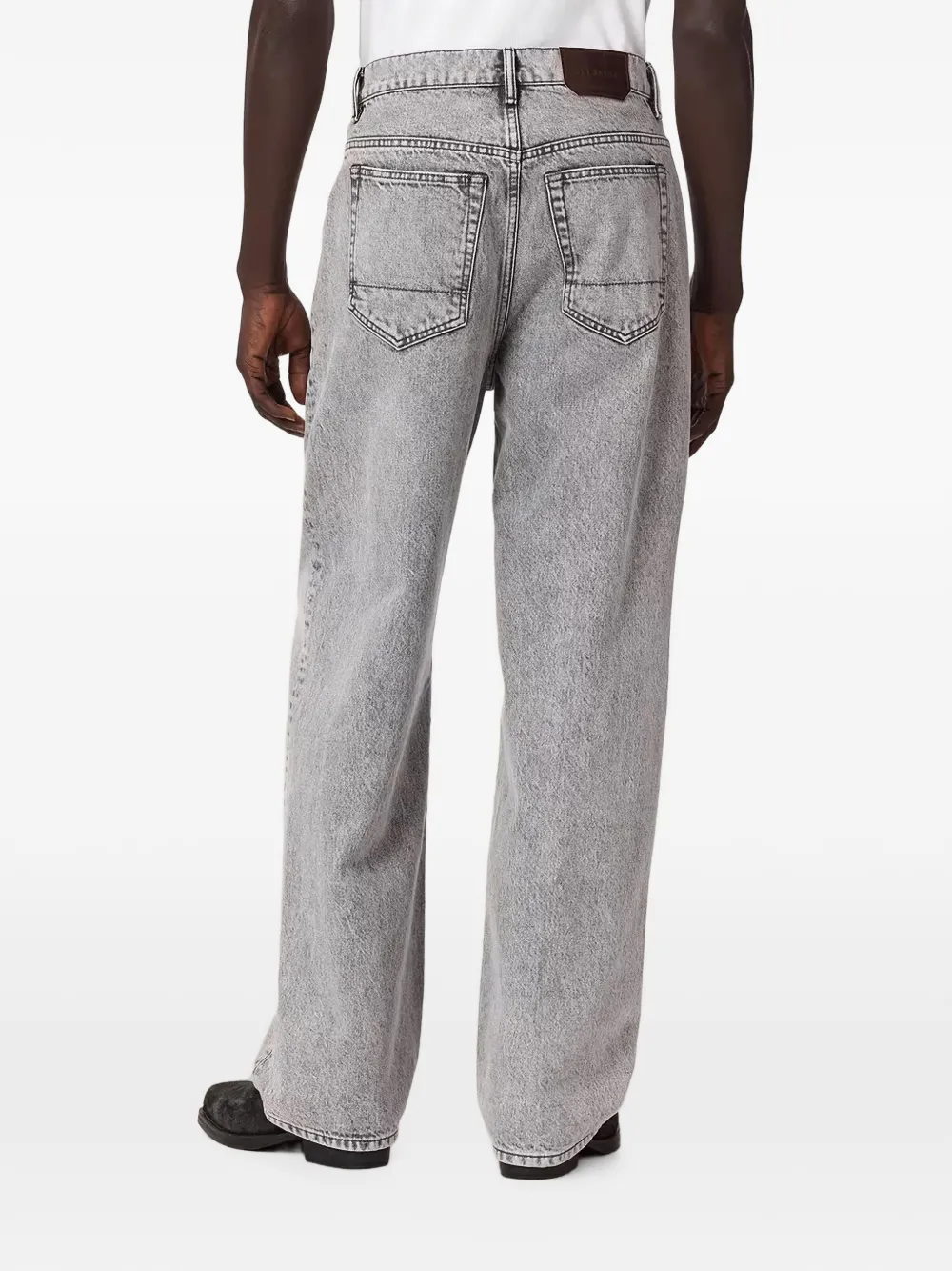 AllSaints Straight jeans met wassing en ringlets Grijs