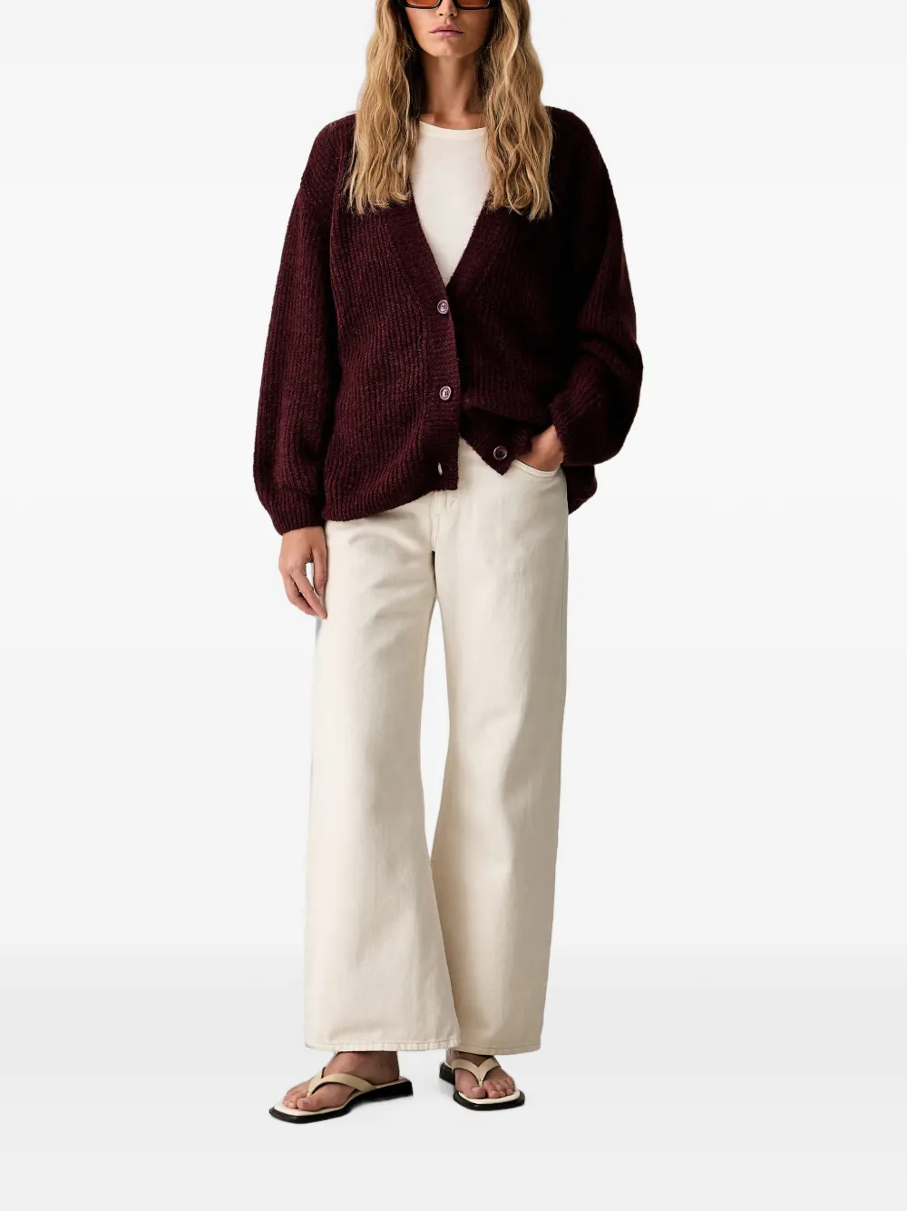 American Vintage East vest met V-hals Rood