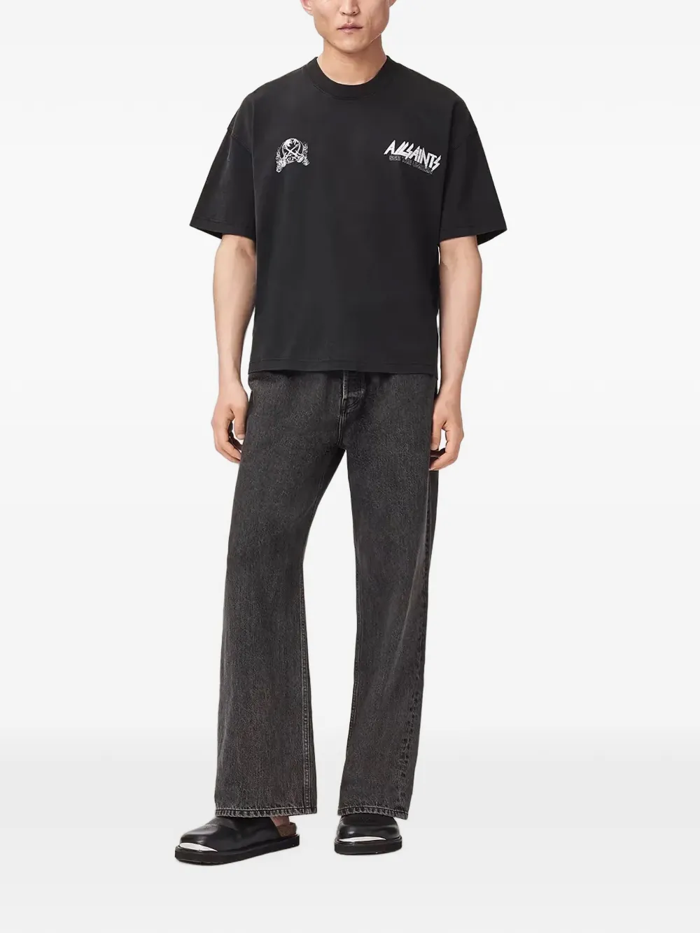 AllSaints Katoenen T-shirt met logoprint Zwart