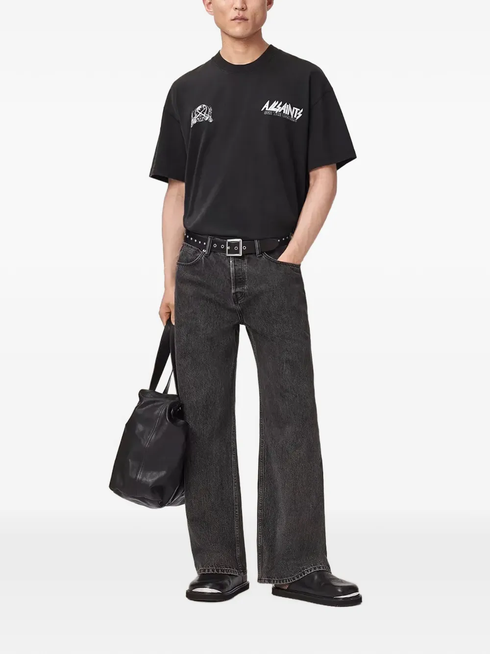 AllSaints Katoenen T-shirt met logoprint Zwart