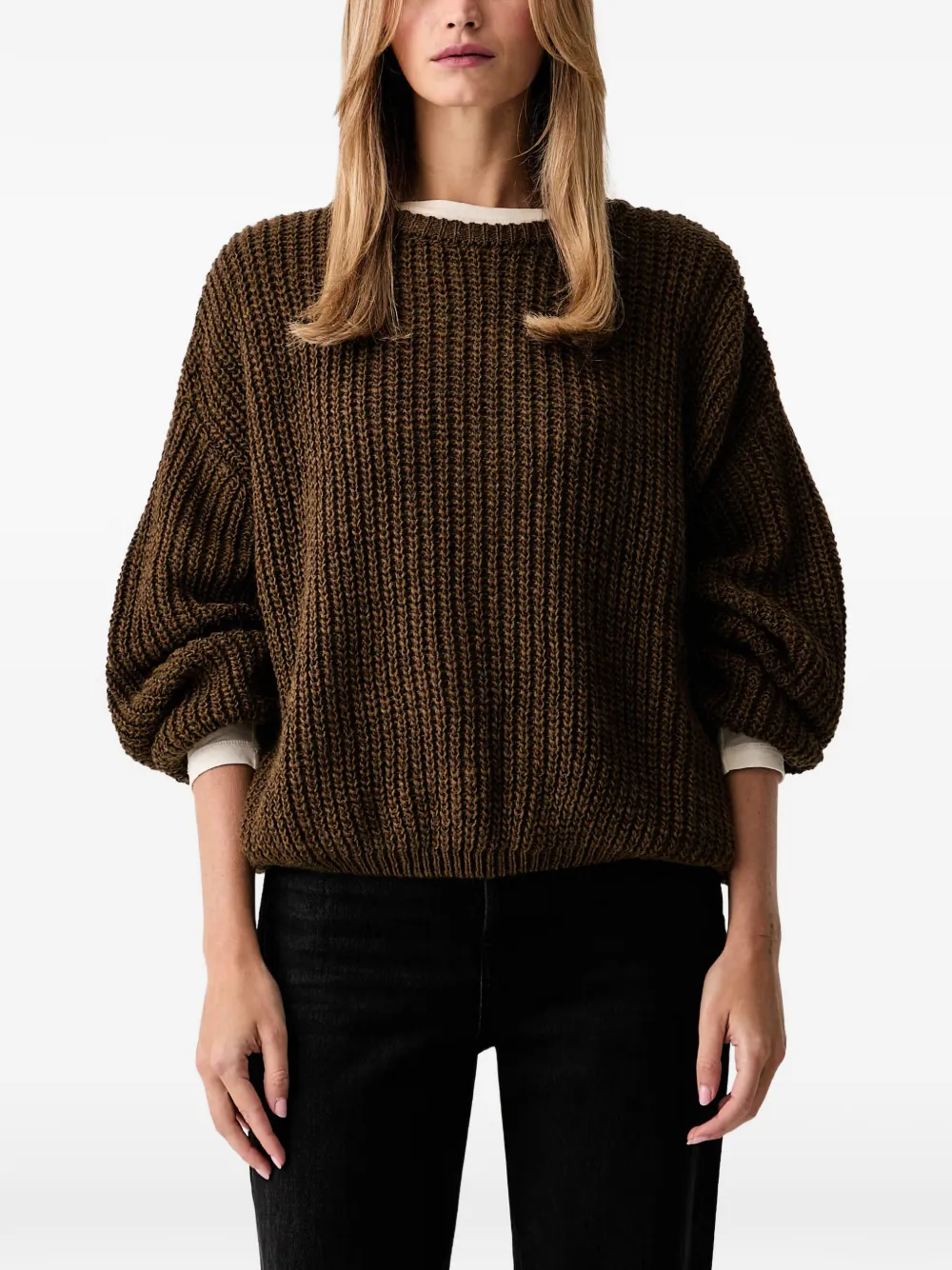 American Vintage ribbed-knit logo-patch sweater - Marrone