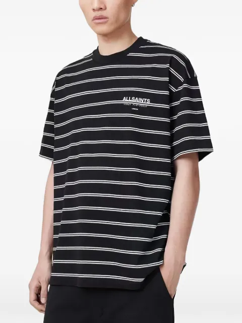 AllSaints Undergorund logo-print horizontal-stripe T-shirt