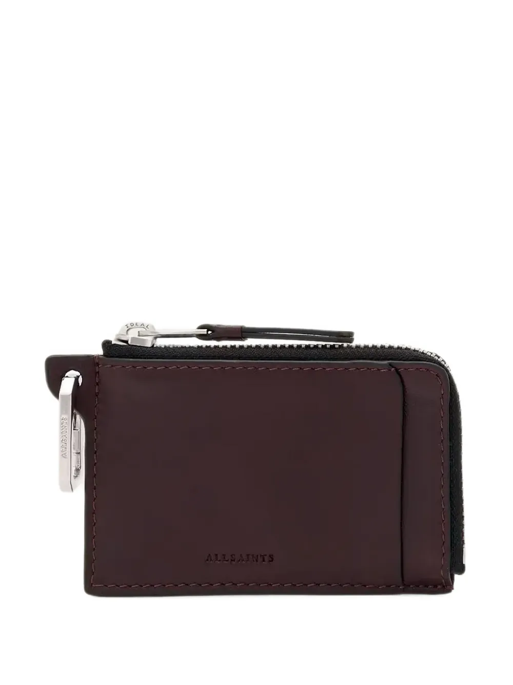 AllSaints Remy logo-debossed carabiner-clip wallet - Rosso