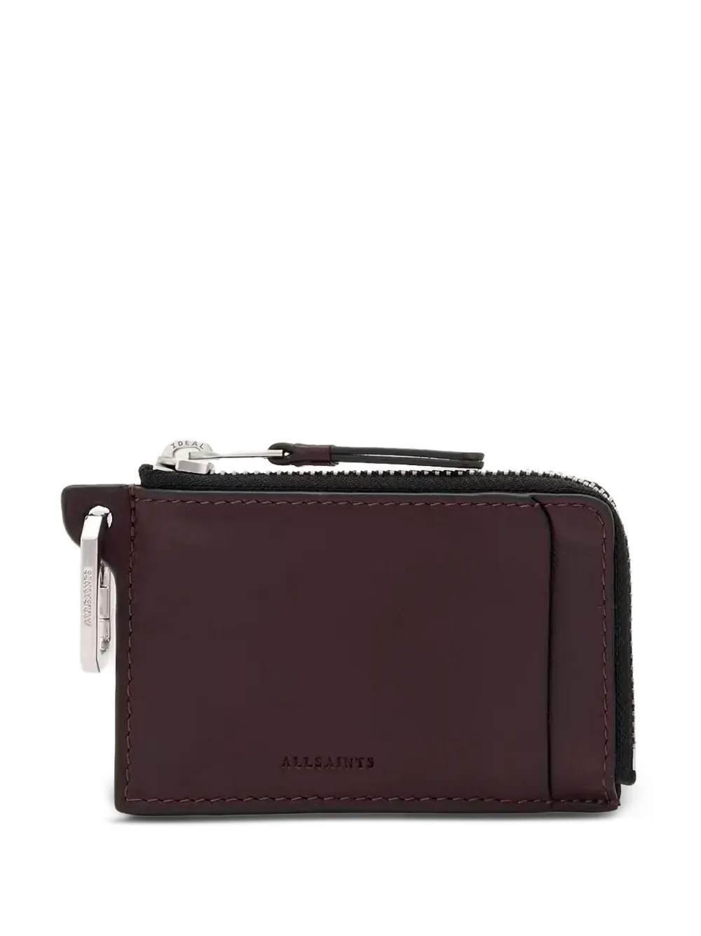 AllSaints Remy logo-debossed carabiner-clip wallet - Rosso