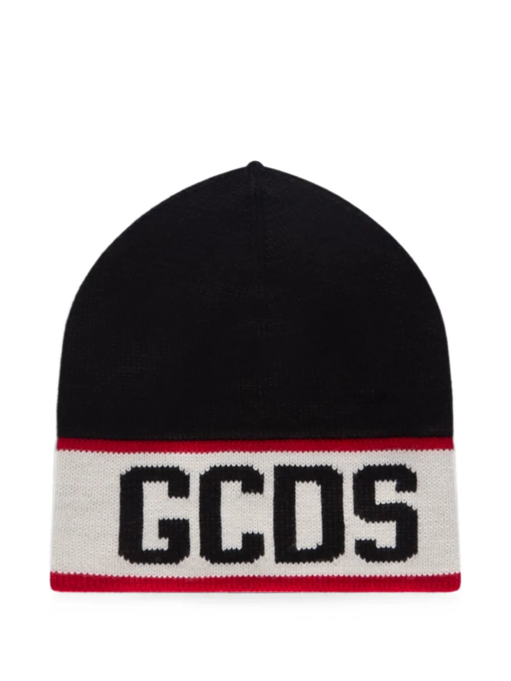Gcds Logo-intarsia Beanie Hat In Black