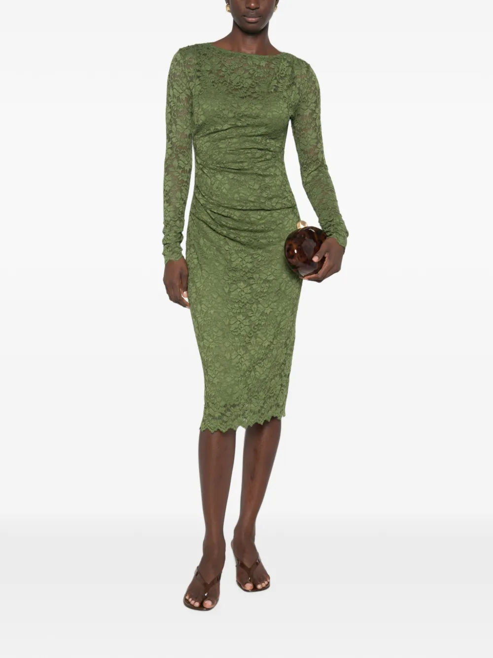 DVF Diane von Furstenberg Darrius midi-jurk met lange mouwen Groen