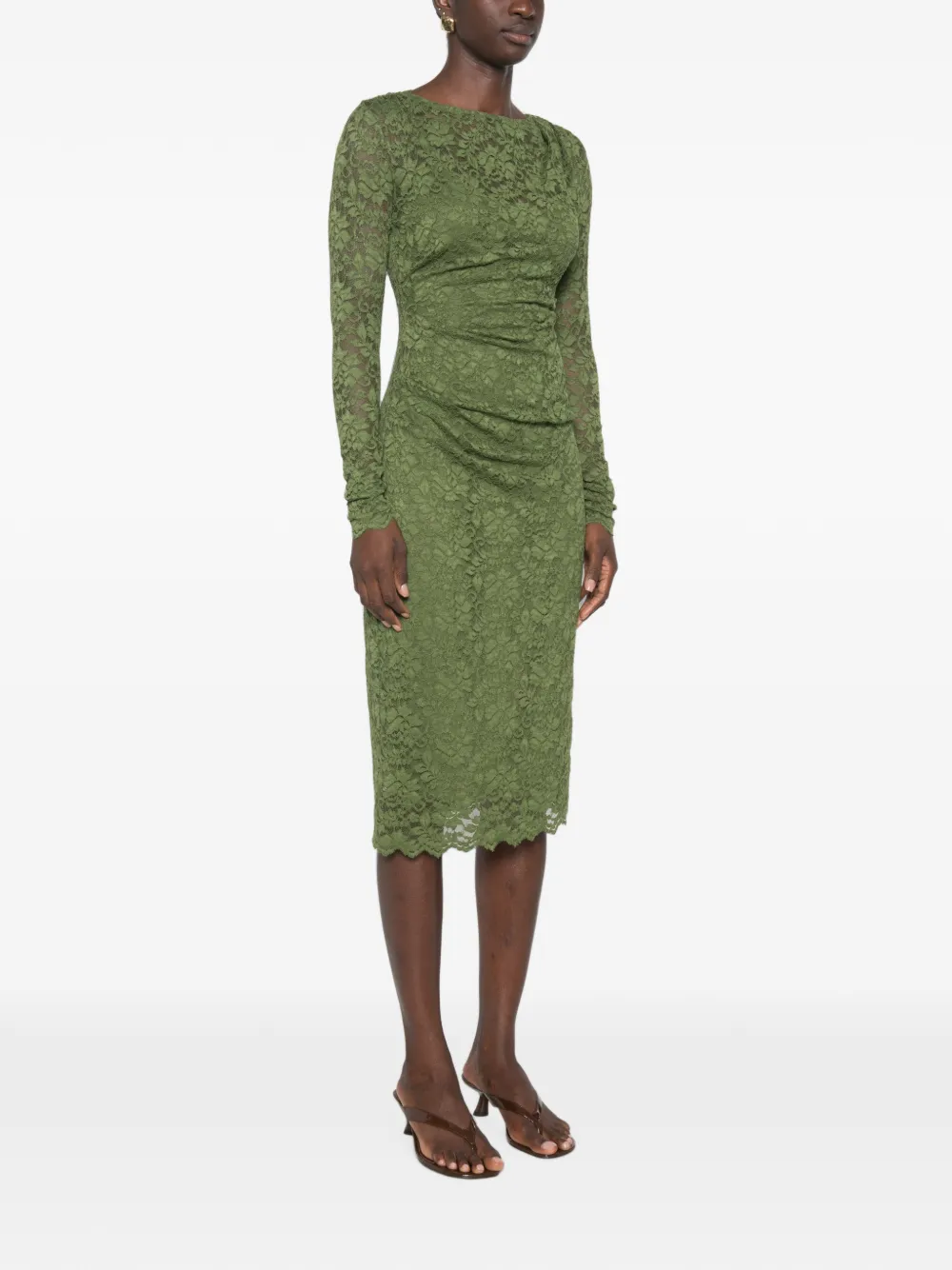 DVF Diane von Furstenberg Darrius midi-jurk met lange mouwen Groen