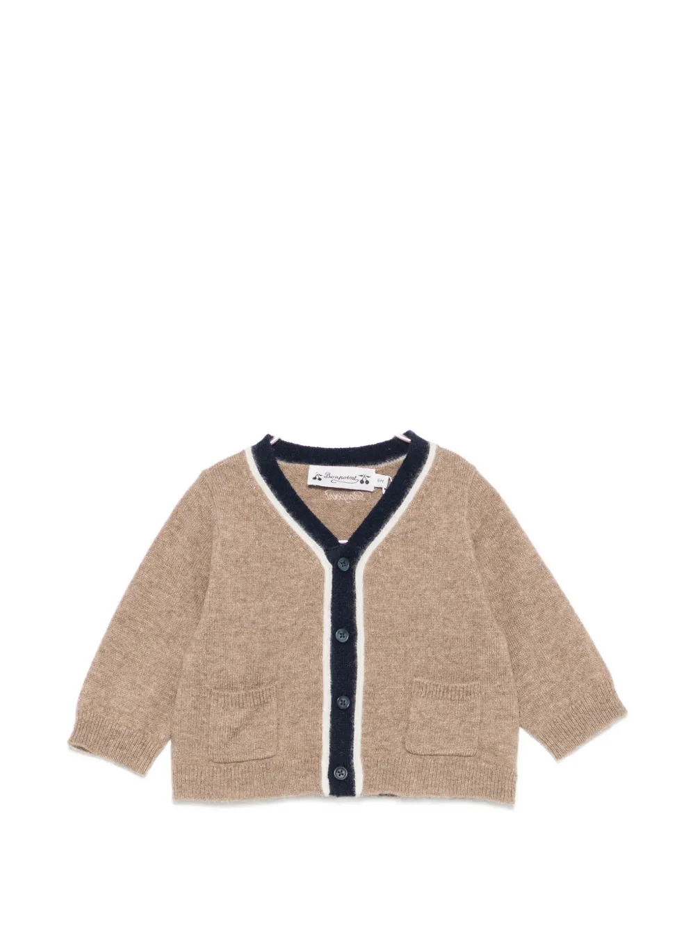 Bonpoint v-neck contrast-trim cardigan - Toni neutri