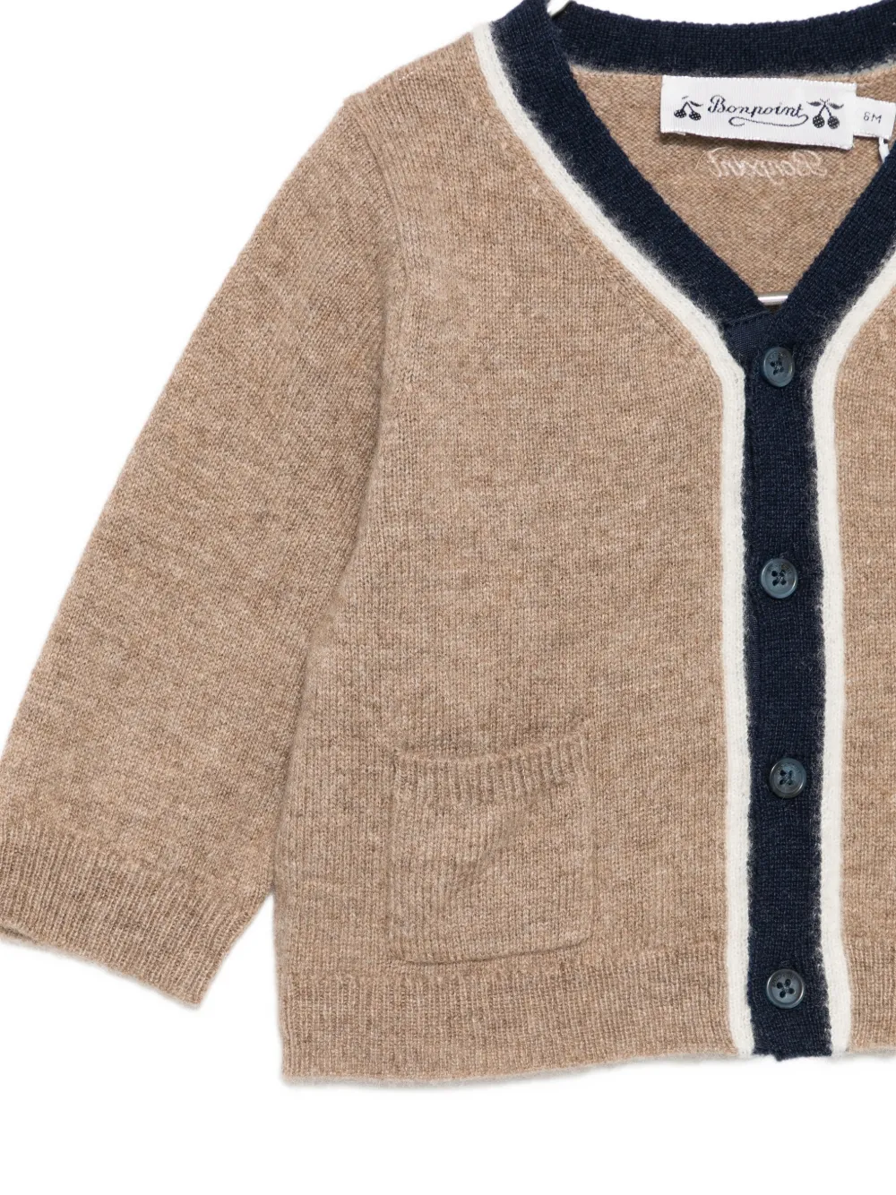 Bonpoint Vest met contrasterende afwerking en V-hals Beige