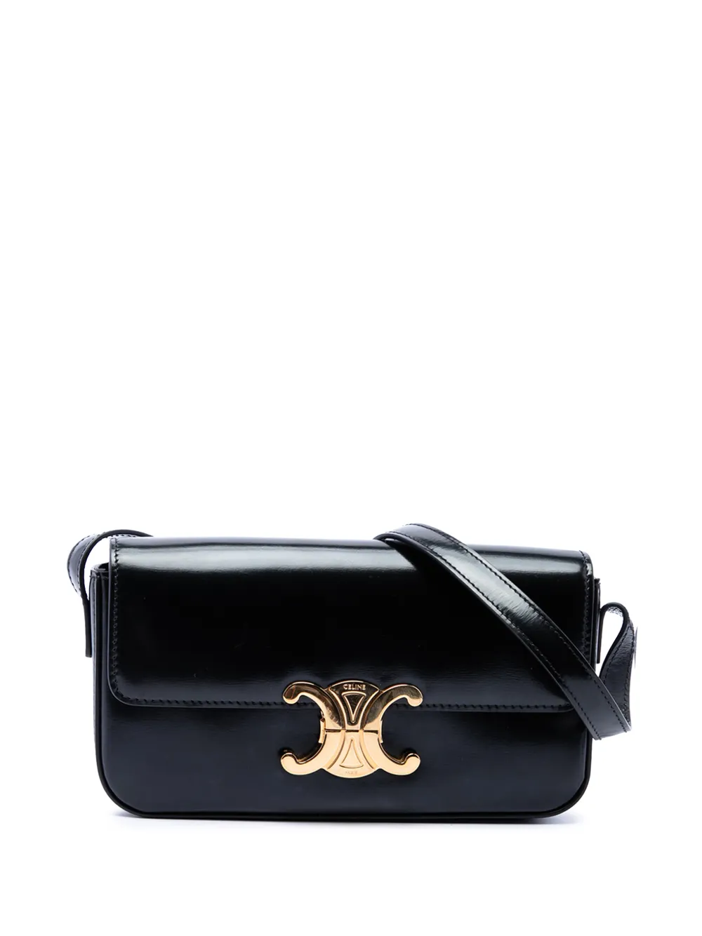 Celine Pre-Owned 2022 Shiny Calfskin Triomphe Claude shoulder bag - Nero