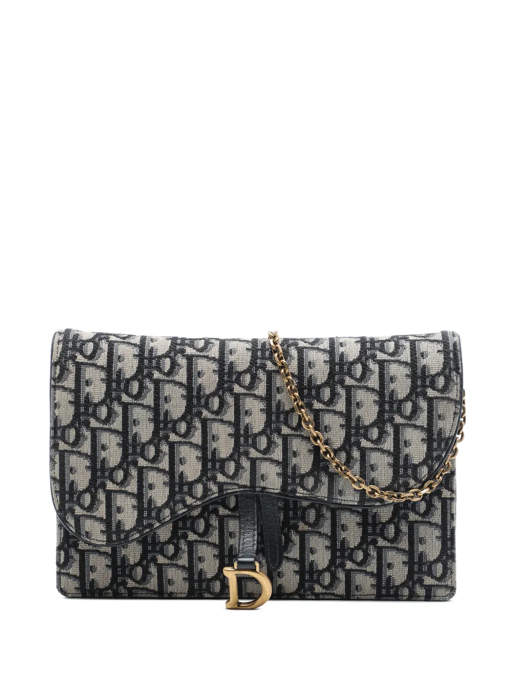 Christian Dior Pre-Owned 2020 Oblique Canvas Saddle Pouch Wallet on Chain crossbody bag - Blau
