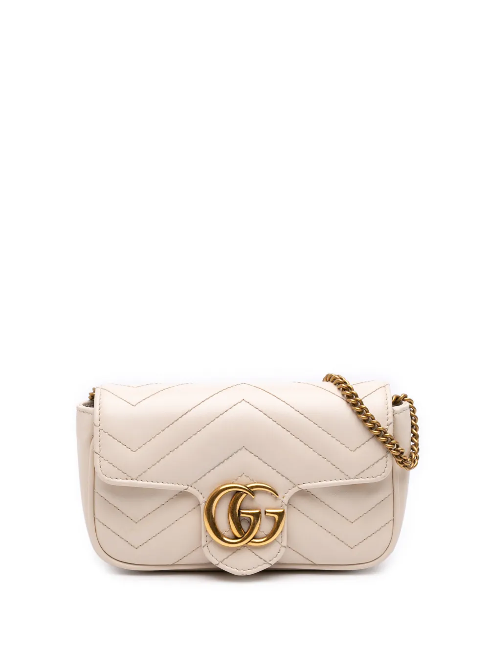 Gucci Pre-Owned 2016-2026 Mini GG Marmont Matelasse Calfskin Flap crossbody bag - Bianco