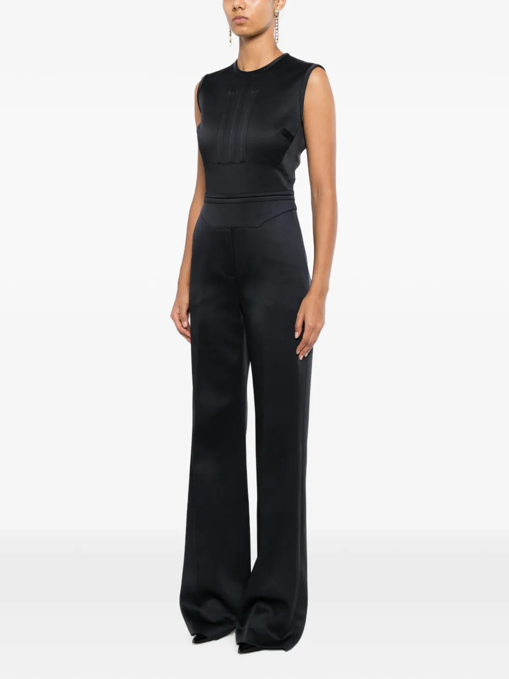 Elie Saab Mouwloze jumpsuit met satijnen afwerking Zwart