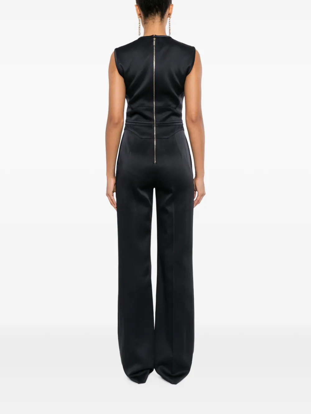 Elie Saab Mouwloze jumpsuit met satijnen afwerking Zwart