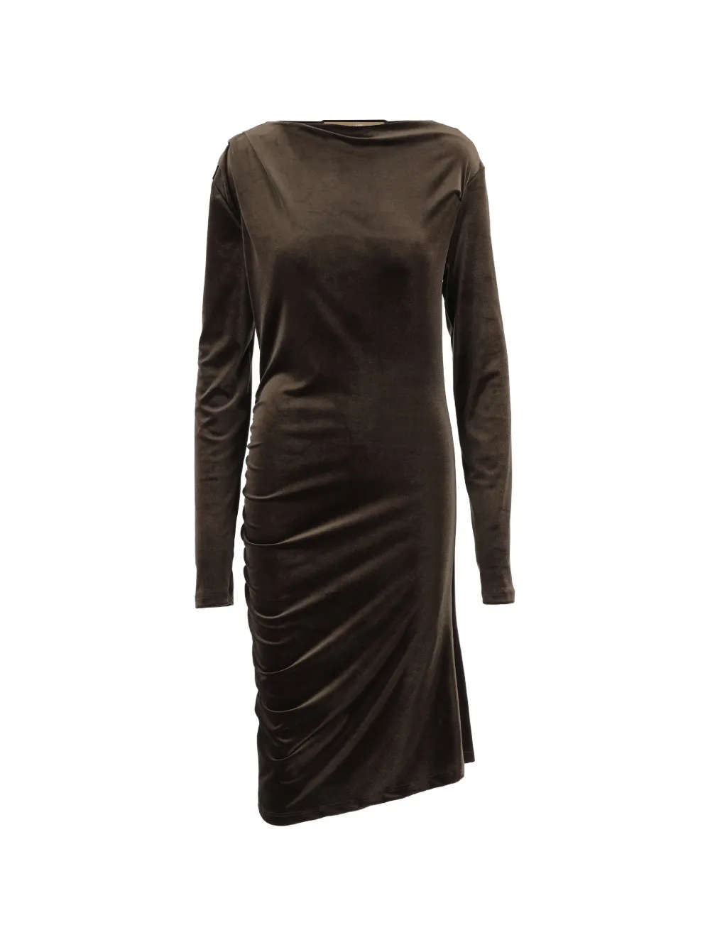 DON'T @ ME ruched long-sleeve midi dress