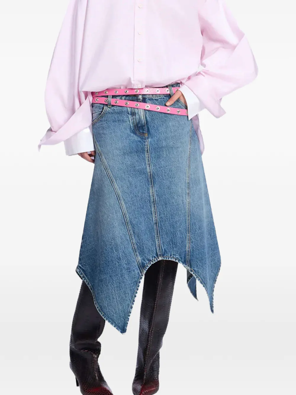 The Attico panelled asymmetric midi skirt Blauw