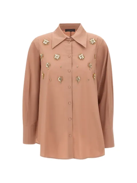 ELENA MIRÒ camisa con bordado floral y joyas