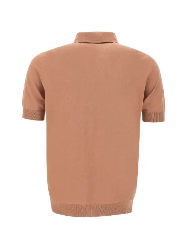 FILIPPO DE LAURENTIS ブラウンニットポロシャツ Filippo De Laurentiis クレープニット ポロシャツ | ブラウン