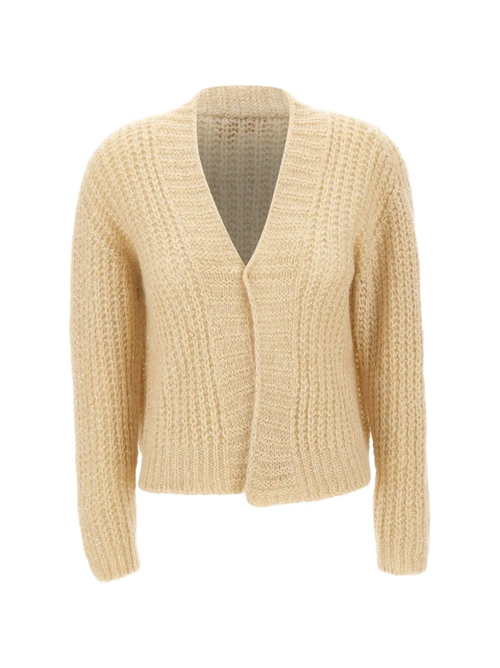 Kaos Sequin-embellished Open-knit Cardigan In 뉴트럴