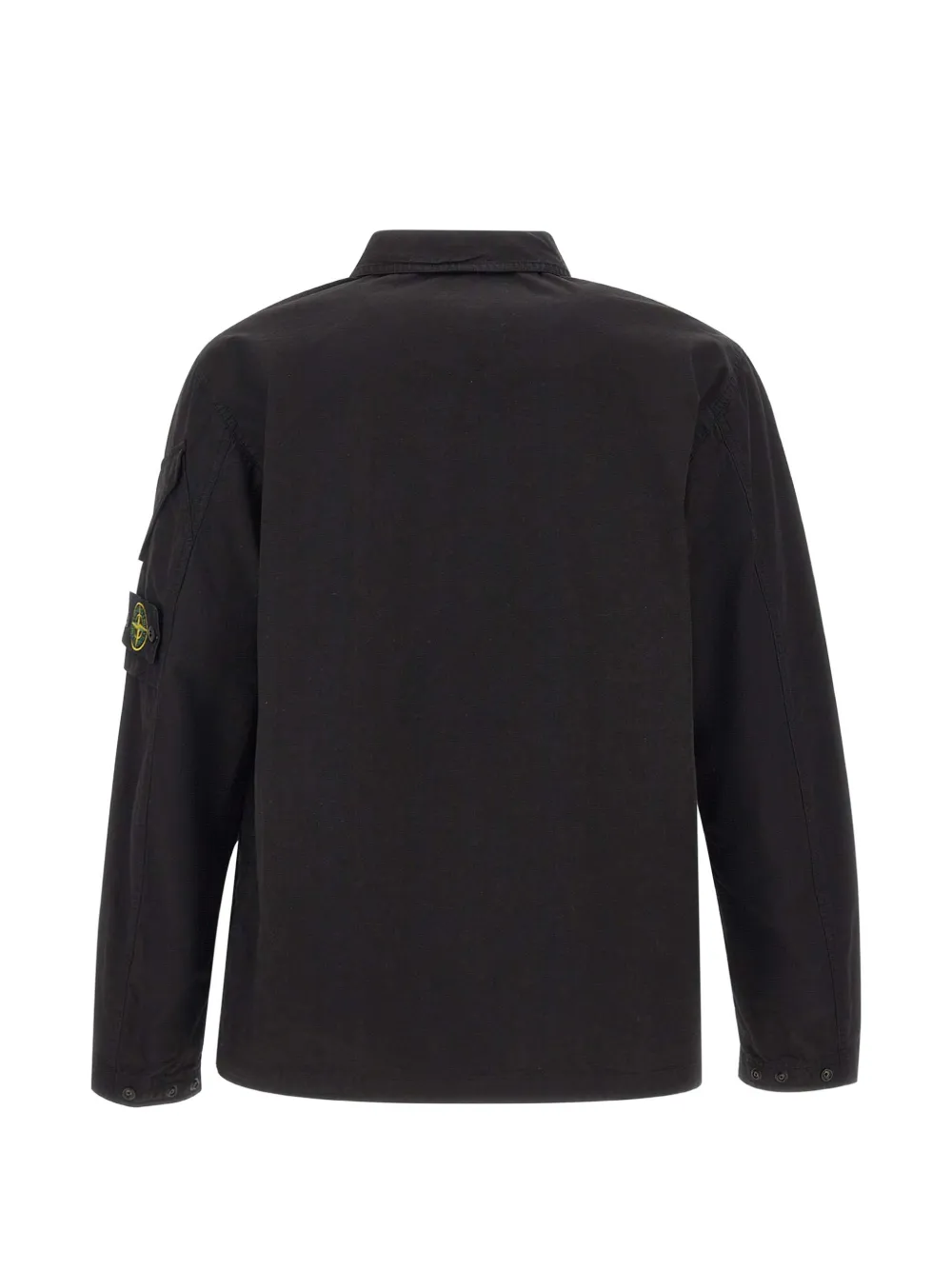 Stone Island logo-patch zip-up jacket Zwart