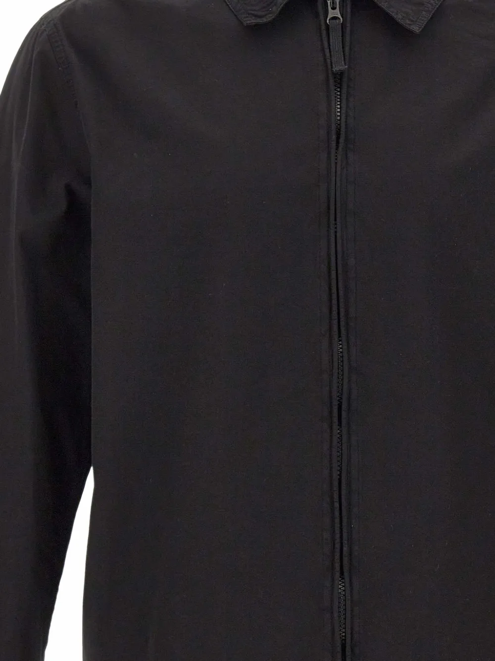 Stone Island logo-patch zip-up jacket Zwart