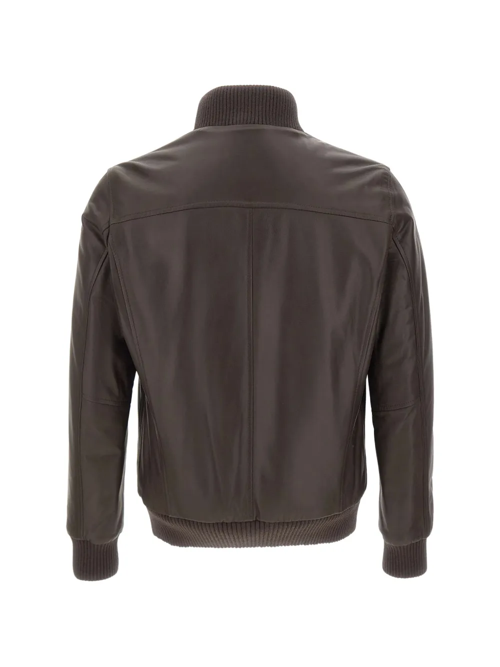 Barba Vermont leren jack met ribgebreide afwerking Bruin