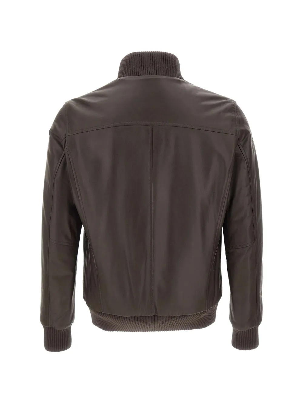 Barba Vermont leren jack met ribgebreide afwerking Bruin