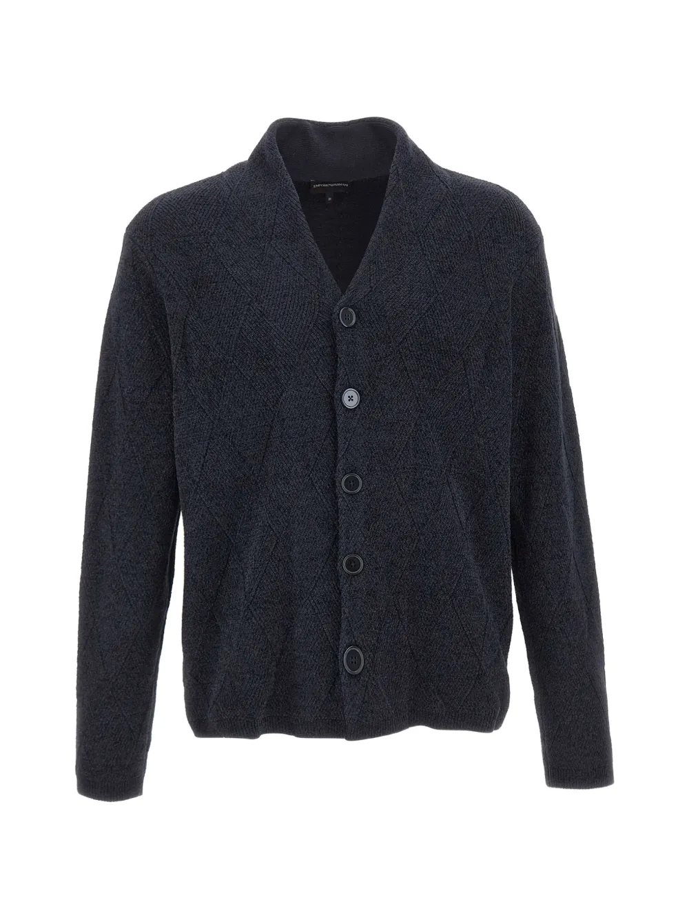 Emporio Armani cardigan in a virgin wool-blend with fancy rib details - Blu