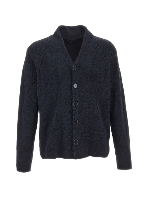 Emporio Armani cardigan in a virgin wool-blend with fancy rib details
