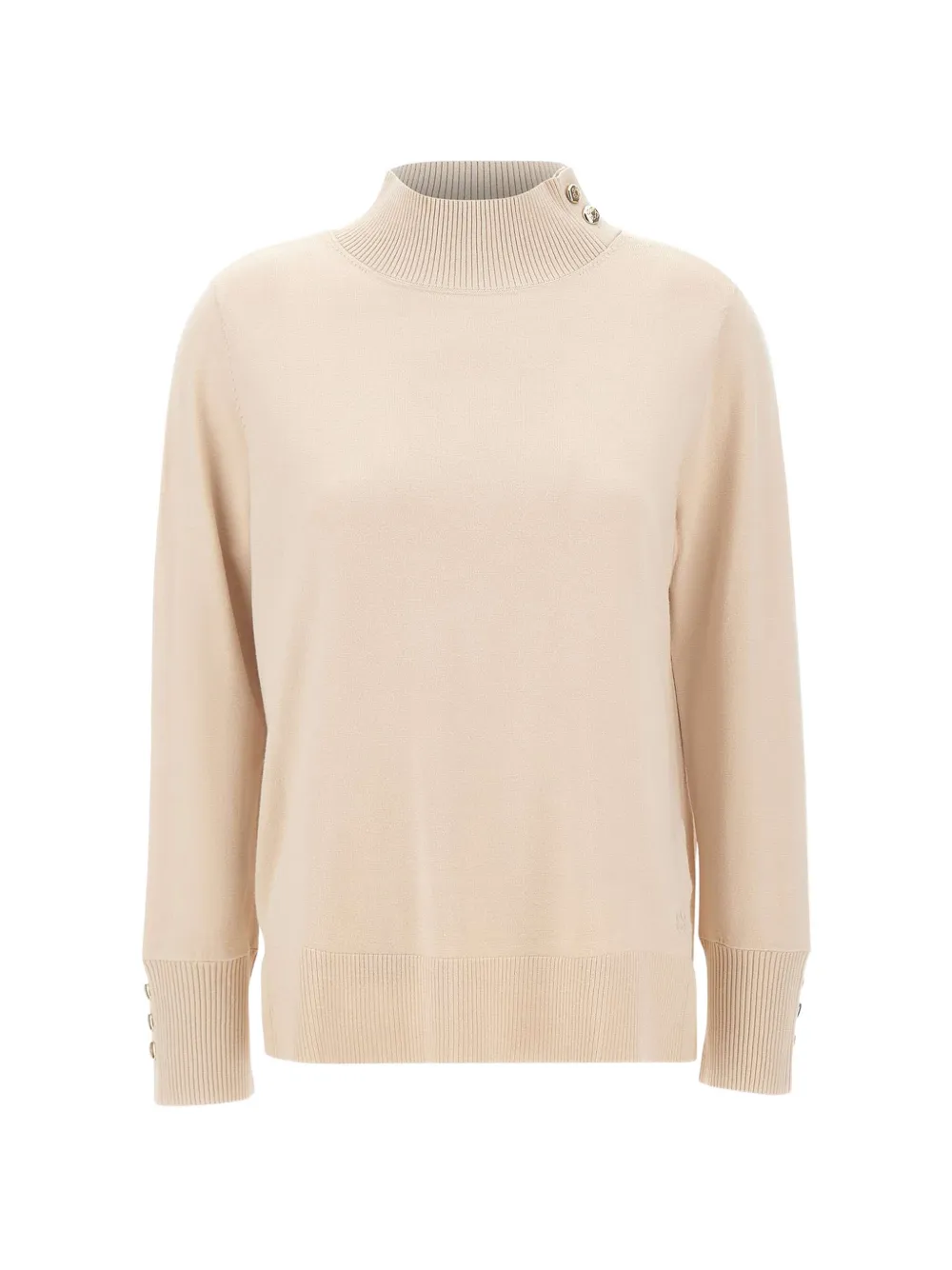 ELENA MIRÒ logo-button ribbed-trim knit - Nude
