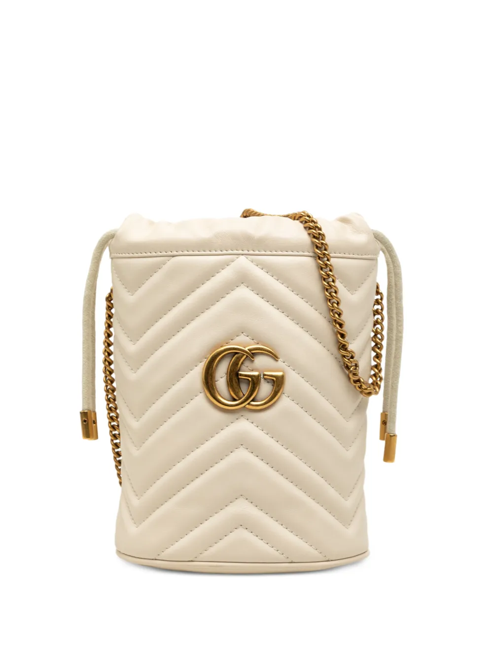 Gucci Pre-Owned 2000-2015 Small GG Marmont Matelasse Calfskin bucket bag - Bianco