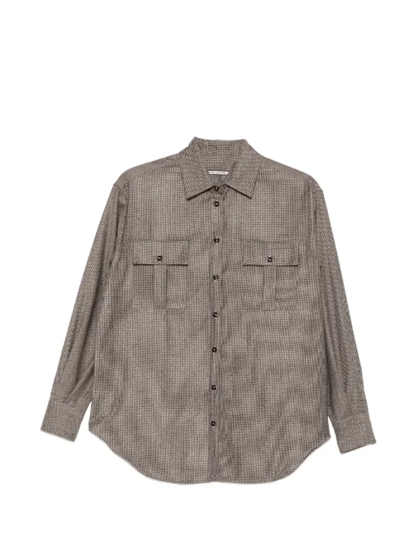 Tagliatore Houndstooth Button-up Shirt in Grey