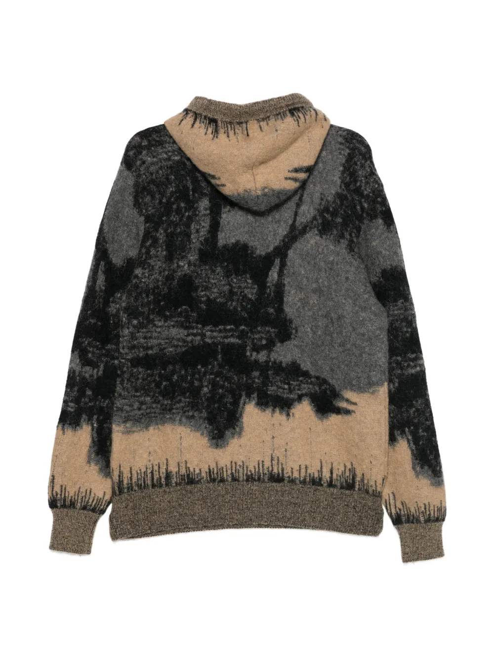 Laneus Gebreide hoodie met abstract patroon Grijs