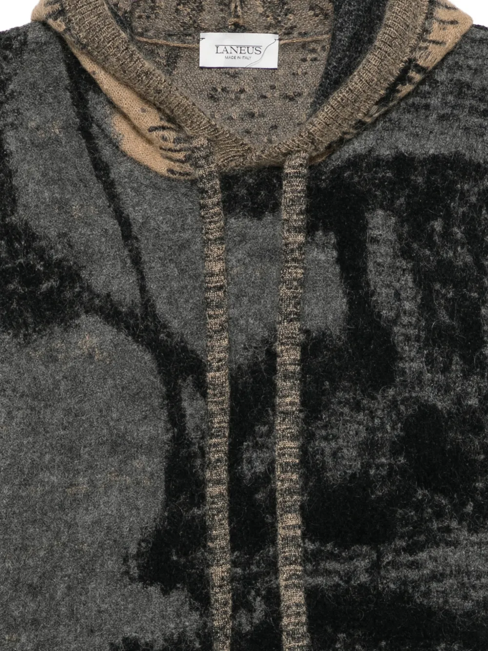 Laneus Gebreide hoodie met abstract patroon Grijs