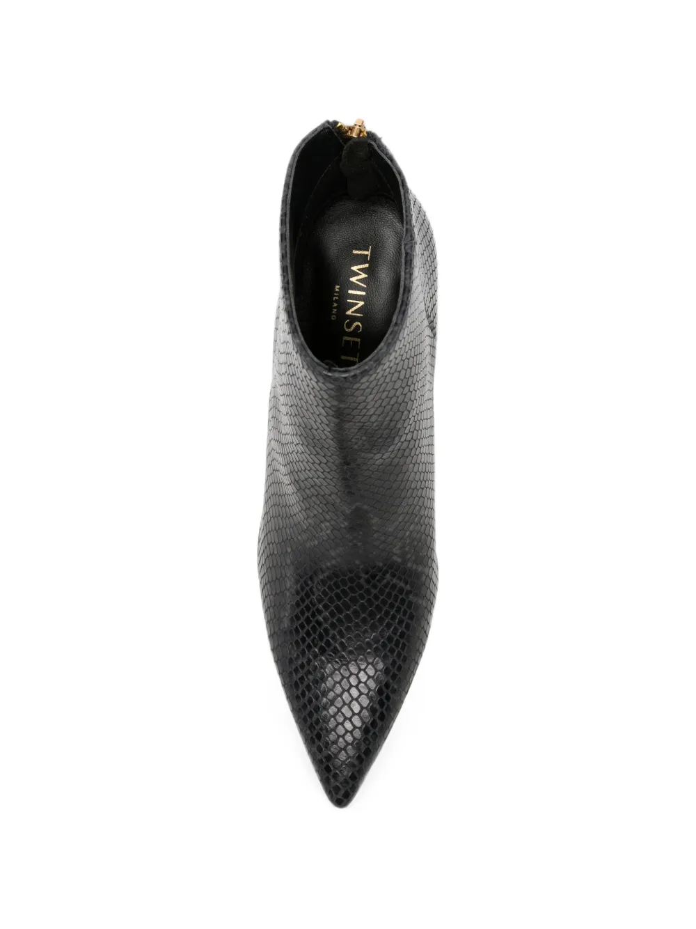 TWINSET snakeskin-effect pointed-toe ankle boots Zwart