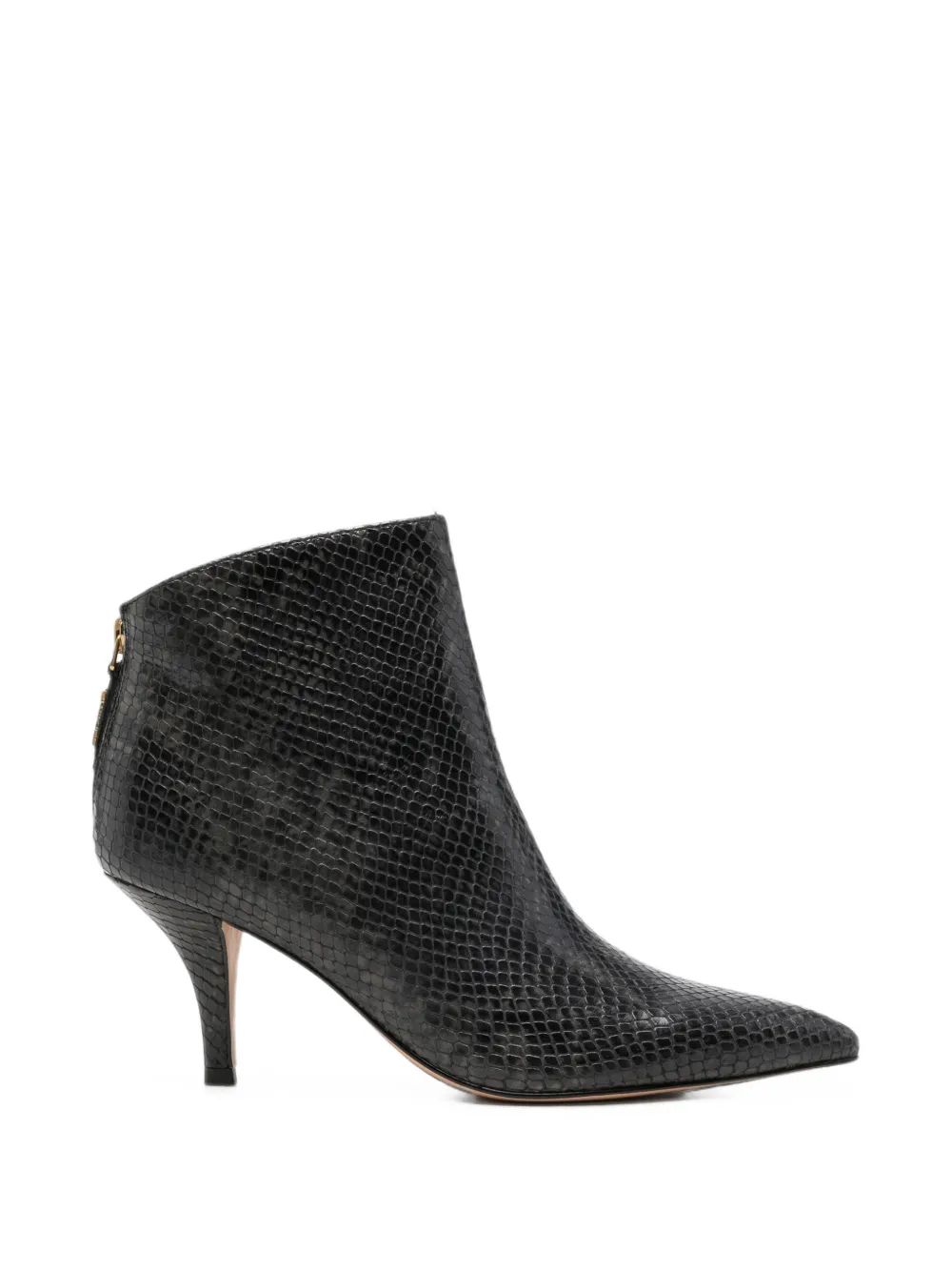 TWINSET snakeskin-effect pointed-toe ankle boots - Nero