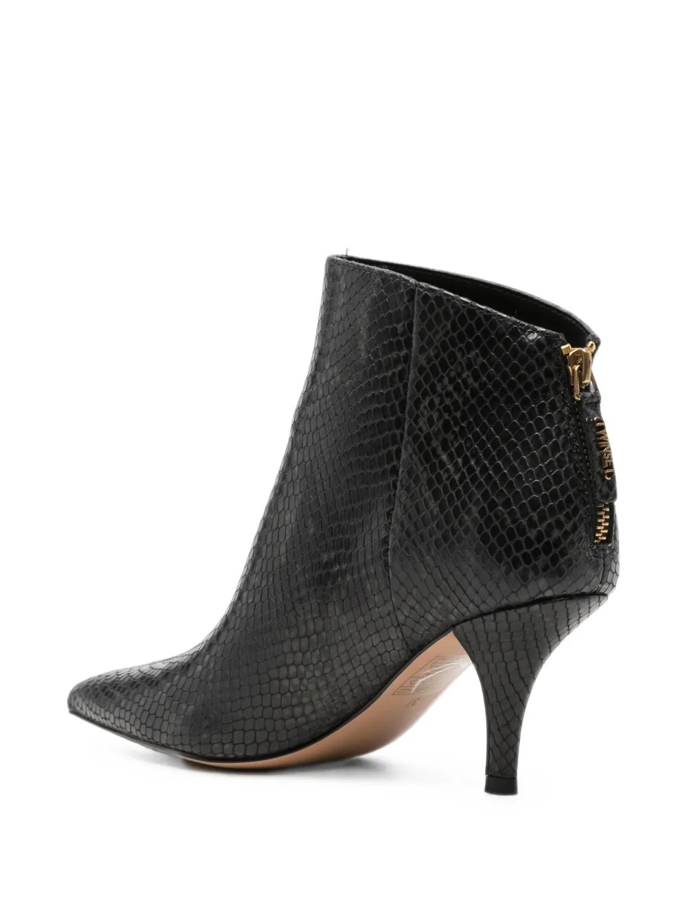 TWINSET snakeskin-effect pointed-toe ankle boots Zwart