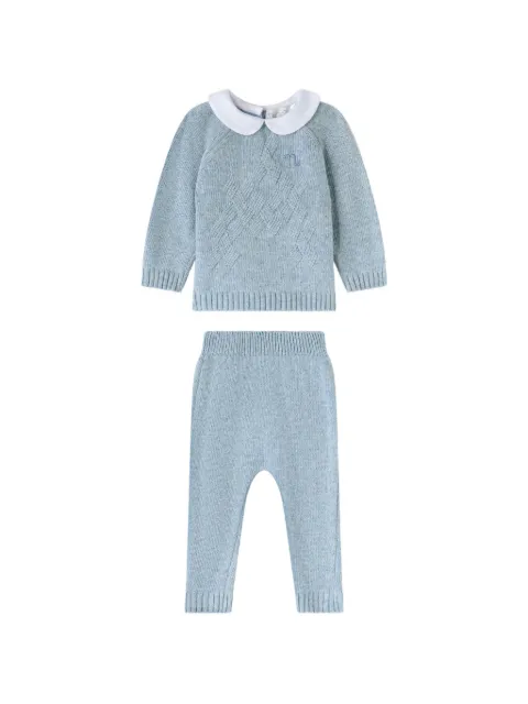 NANAN cable-knit peter pan-collar trousers set