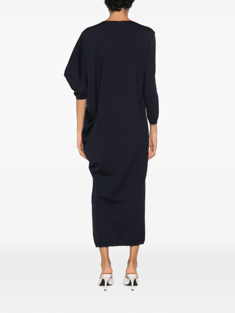 Liviana Conti Fijngebreide maxi-jurk met lange mouwen Blauw