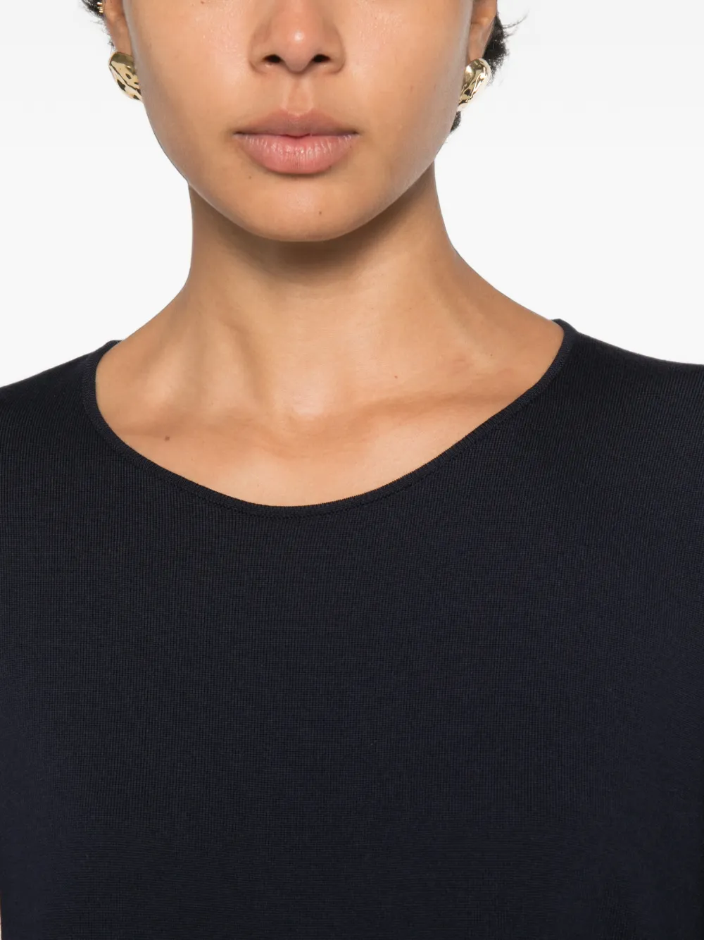Liviana Conti Fijngebreide maxi-jurk met lange mouwen Blauw
