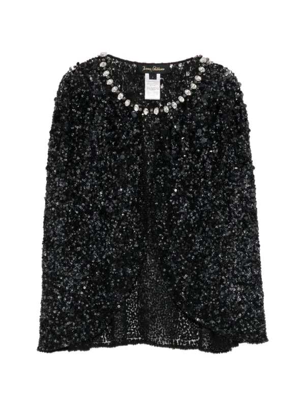 Jenny Packham Sequin-embellished Capelet Jacket in Black