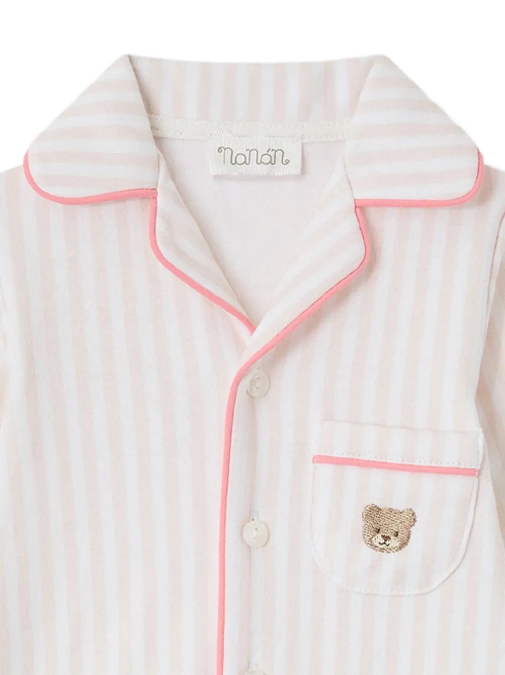 NANAN Gestreepte pyjama met borduurwerk Wit