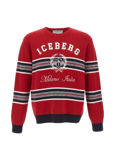Iceberg embroidered striped wool sweater
